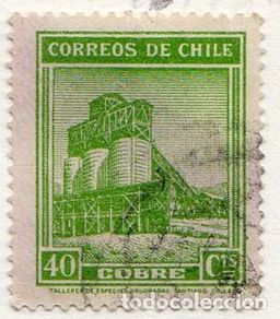 Sellos: Chile. Minería. Extracción del Cobre. 1942-46. YT-196. Usado con charnela.